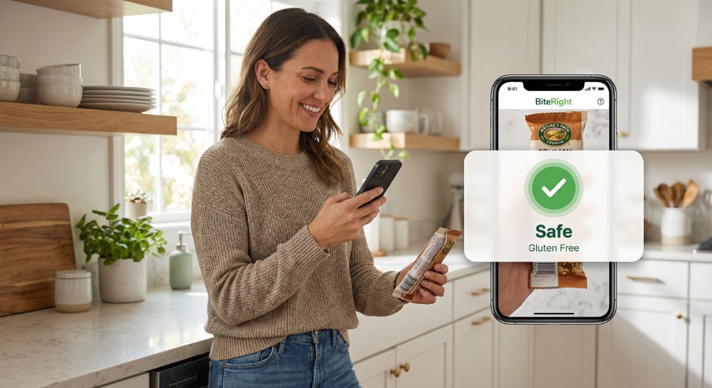 Mom scanning a snack